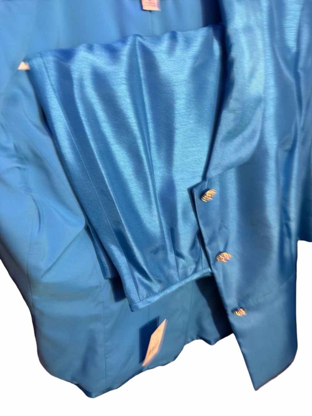NWT Tahari Arthur S. Levine Blue Shimmer Skirt Suit - Size 8 - Picture 2 of 3